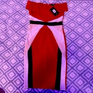 Red With Black Stripes Dress